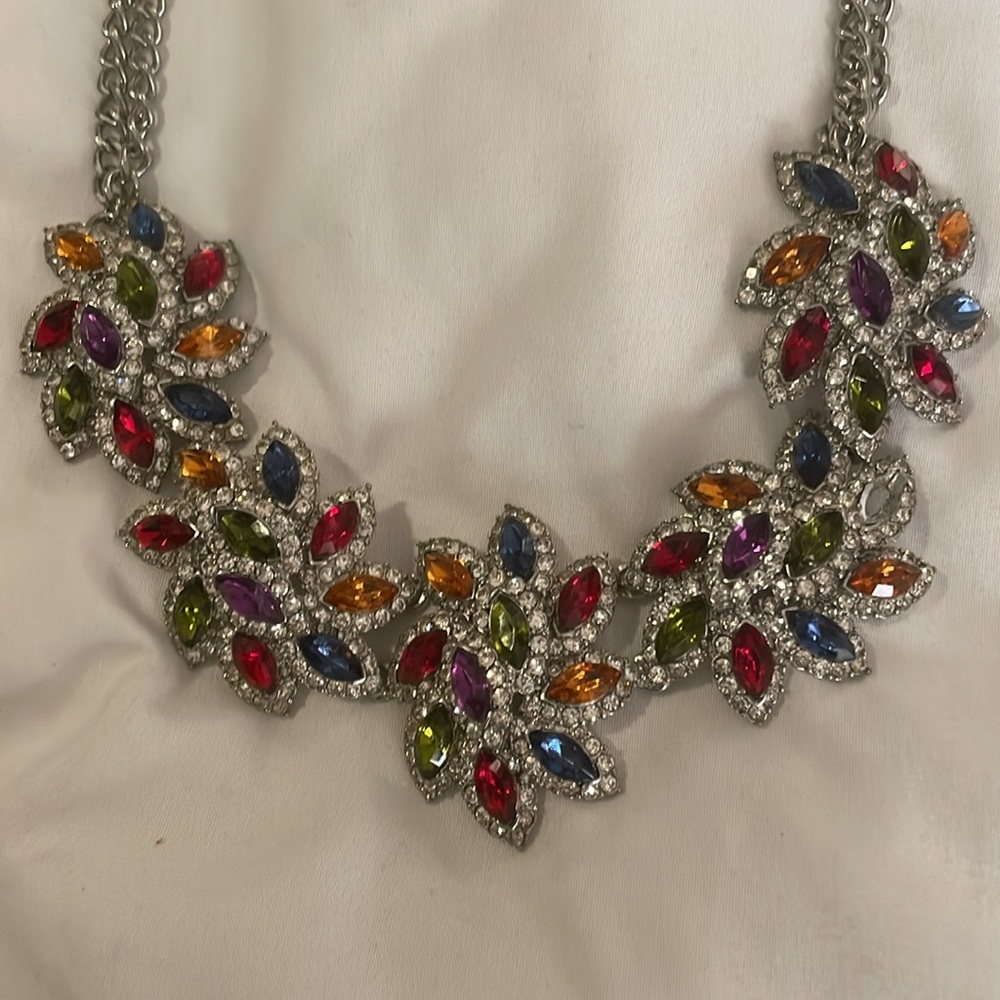 Multi-Color Crystal Statement Necklace - Picture 3 of 3